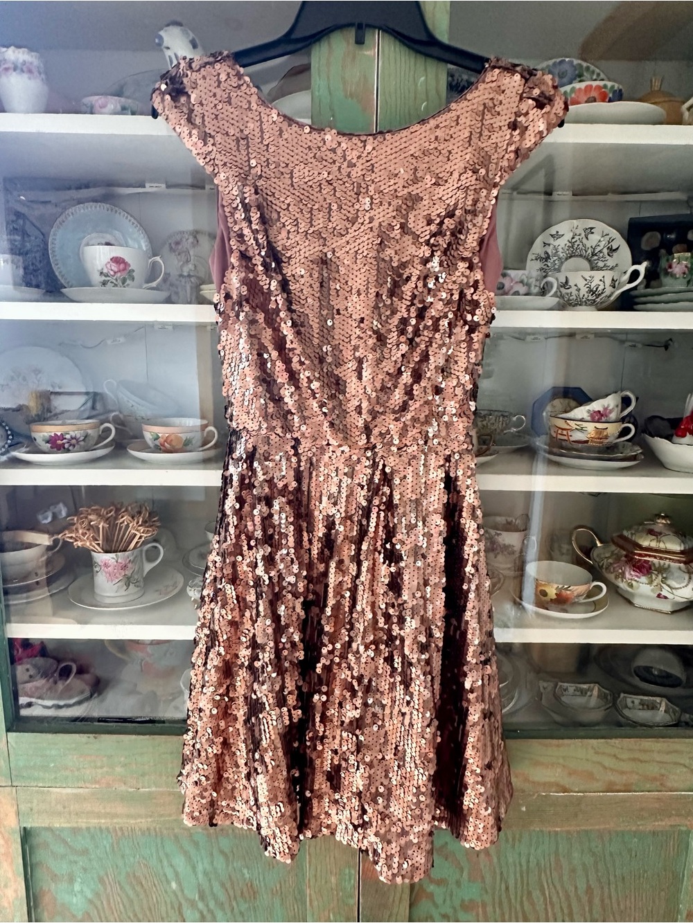 bebe Rose Gold Sequin Mini Dress